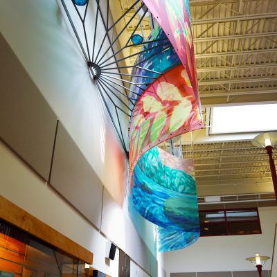 internal photo of ceiling art at ashland school building