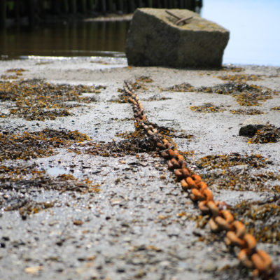 photo of searsport pier rusted chain
