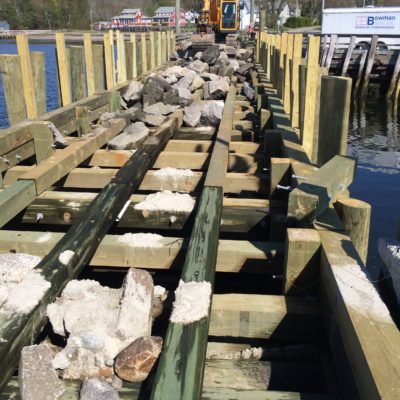 photo of searsport pier under construction