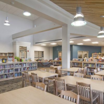 internal photo of library at jefferson village school building